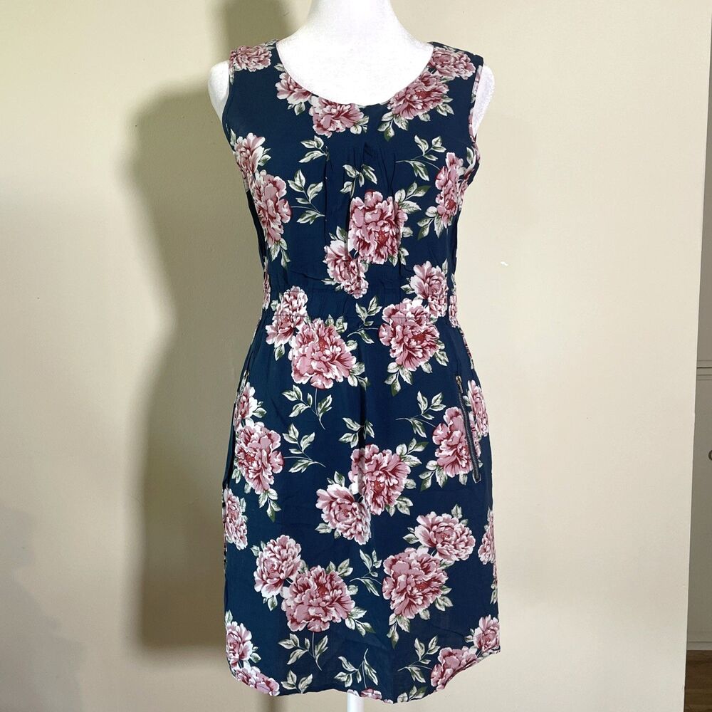 Basement Women’s Floral Blue Pink Mini Dress Size Small Coquette Sundress